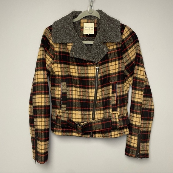 Heritage 1981 Plaid Wool Blend Cropped Belted Jacket Womens Size Small - Picture 1 of 6